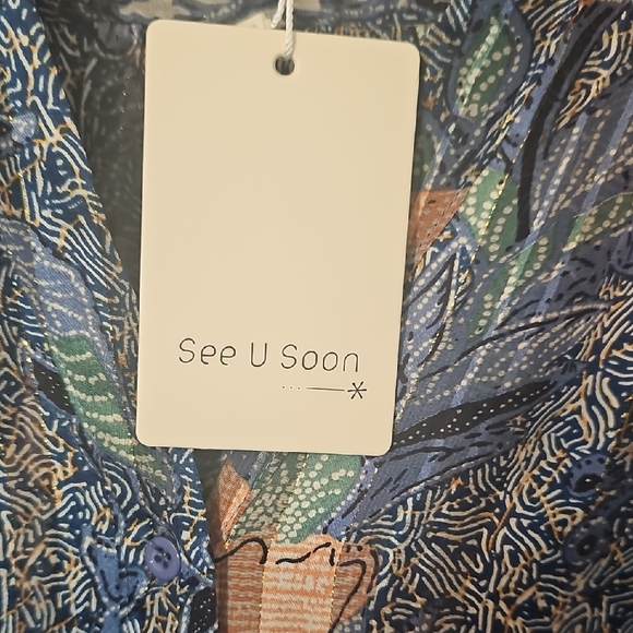 Stylish Blue and Orange Floral Blouse - Picture 3 of 9